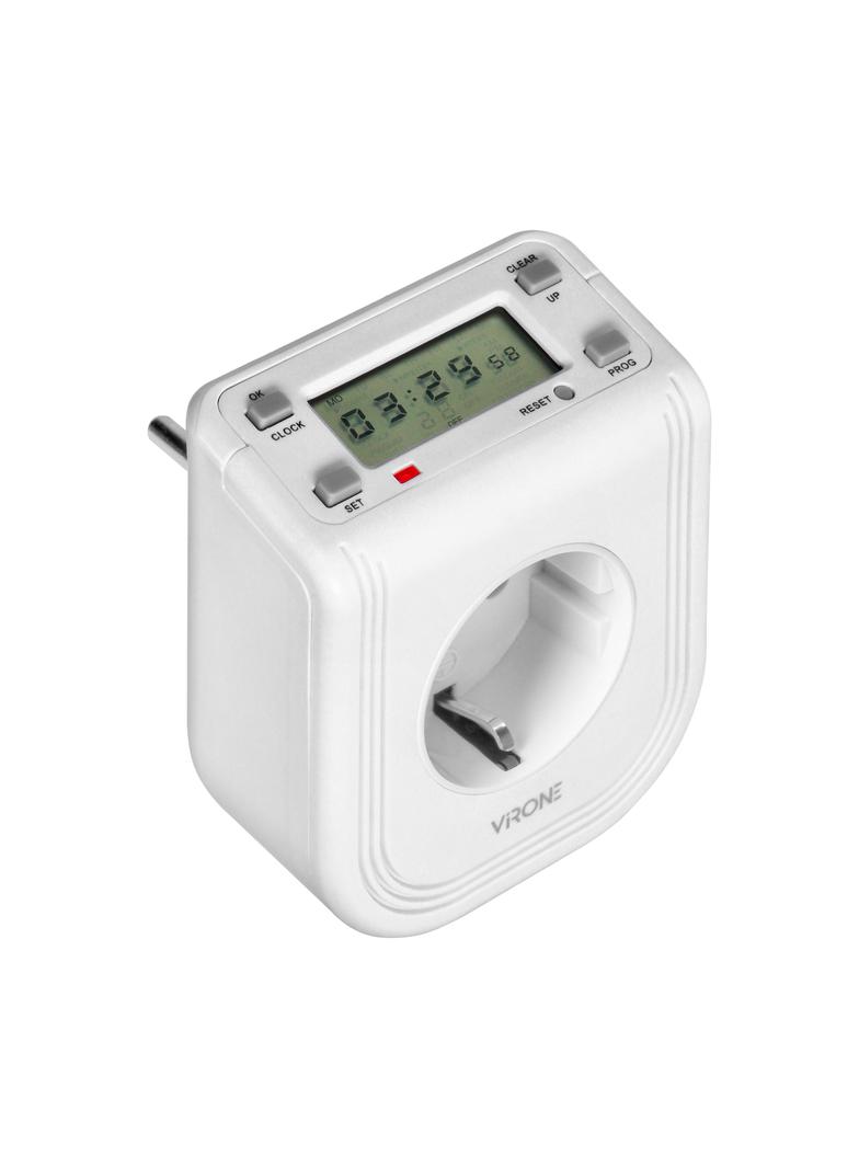 Elektroniczny programator czasowy z górnym wyświetlaczem LCD 230 VAC 3680W Schuko 16 punktów przeł D