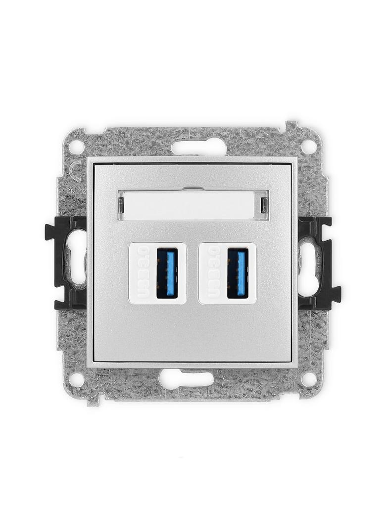 ICON Gniazdo podwójne 2xUSB A-A 3.0 srebrny metalik 7IGUSB-6 KARLIK