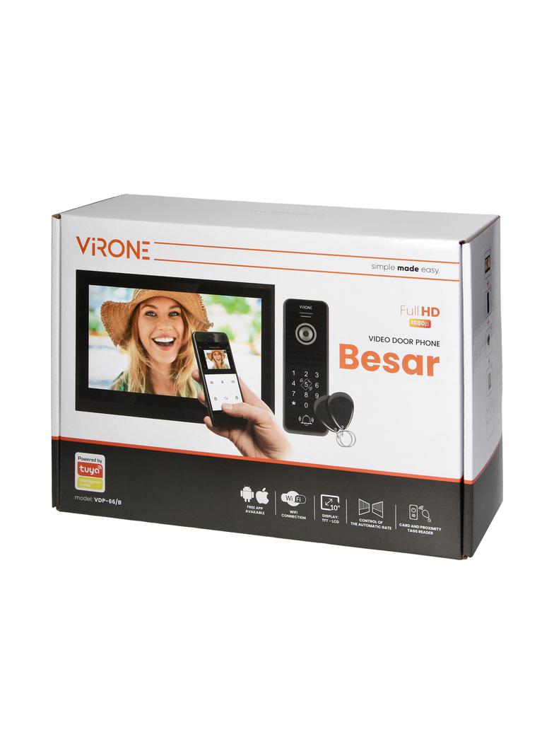 Zestaw wideodomofonowy, bezsłuchawkowy, monitor 10'' LCD, menu OSD, WI-FI + APP na telefon, z gniazde VDP-66/B ORNO