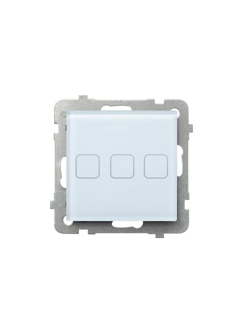 SONATA TOUCH Łącznik dotykowy potrójny z podświetleniem - kolor białe szkło