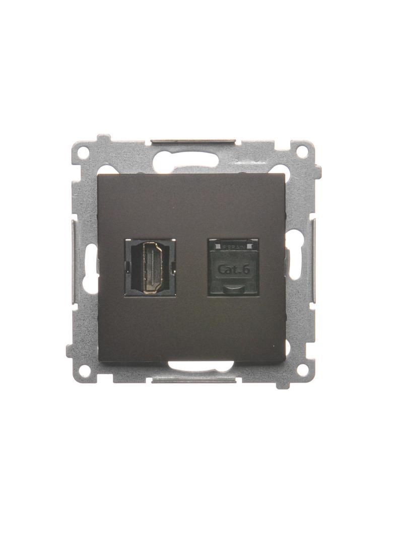 Simon 54 Gniazdo HDMI+RJ45 kat.6. brąz mat