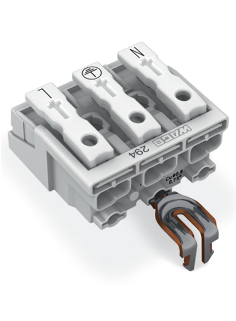 złączka zasilająca 3-biegunowa ze stopkami ze styk. PE