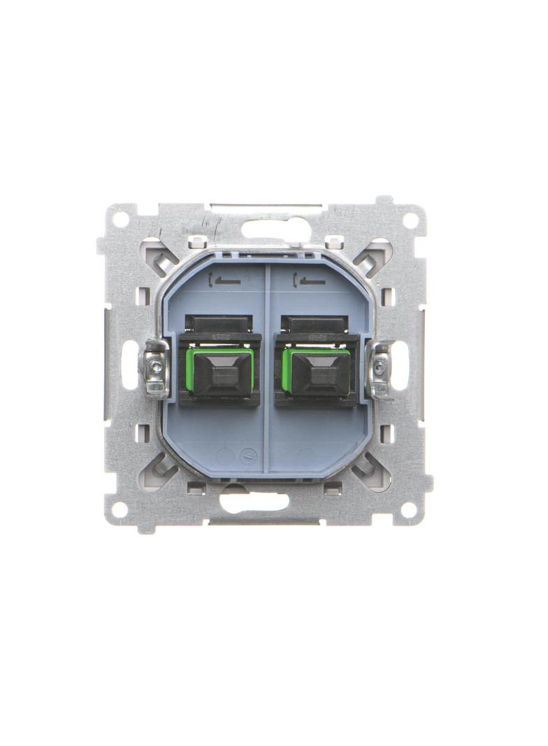 Simon 55 Gniazdo światłowodowe / optyczne podwójne SC/APC Jasnoszary mat