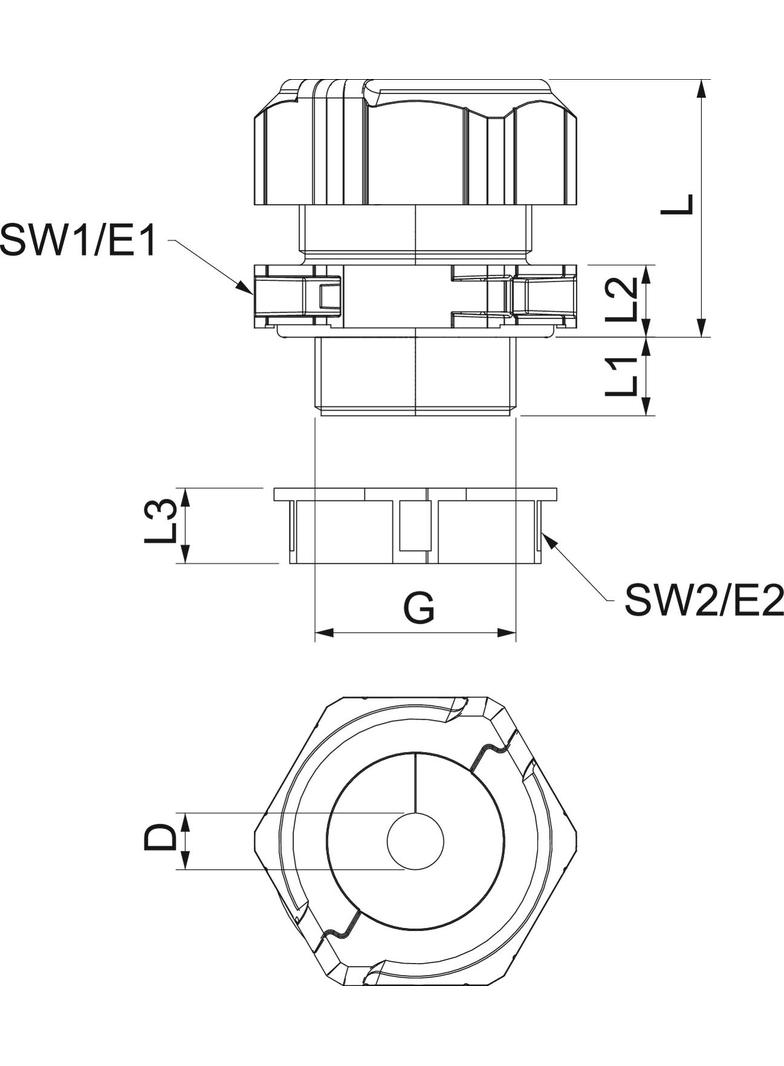 V-TEC TB32 09-13 Dławik kablowy, rozdzielny