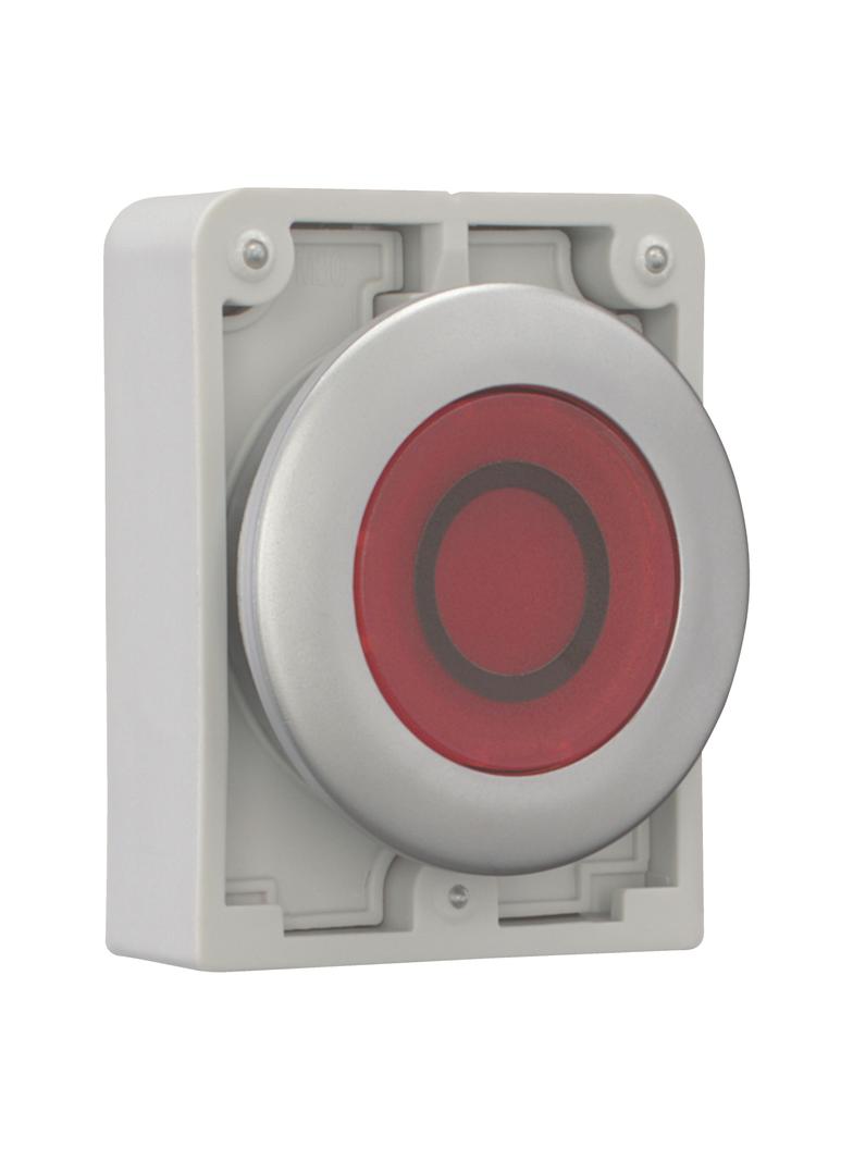 M30C-FDL-R-X0 Przycisk podświetlany 30mm płaski czerwony O z samopowrotem 182958 EATON
