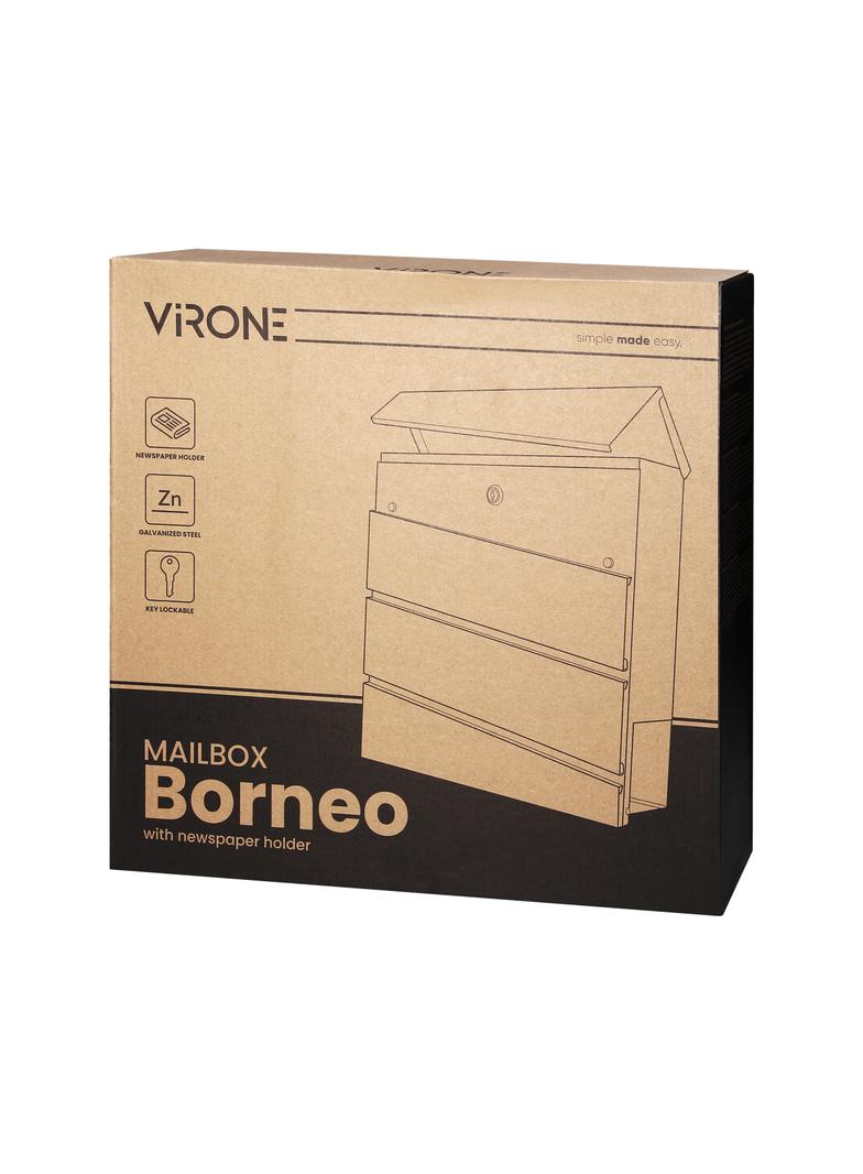 Skrzynka na listy BORNEO z galwanizowanej stali z gazetnikiem kolor czarny MB-1/B ORNO