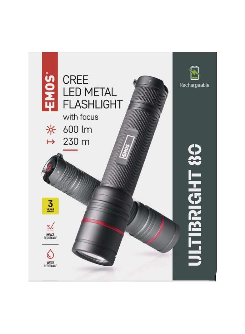 Latarka metalowa CREE LED Ultibright 80 600lm Li-Ion 2,6Ah P3180 EMOS