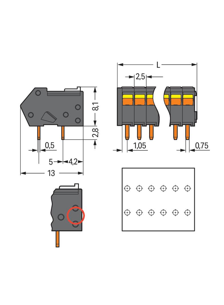 złączka THR do płytek drukowanych /105szt./ WAGO