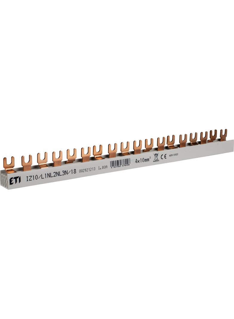 Szyna łączeniowa widełkowa 4P 63A 10mm2 (18 mod.) IZ10/L1NL2NL3N/18 002921213 ETI