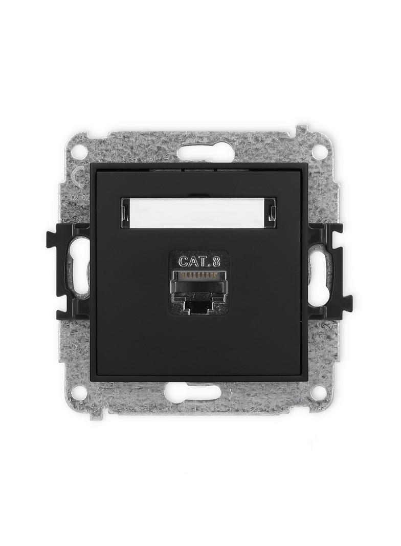 ICON Mechanizm gniazda komputerowego pojedynczego 1xRJ45, kat. 8, ekranowany, 8-stykowy czarny mat