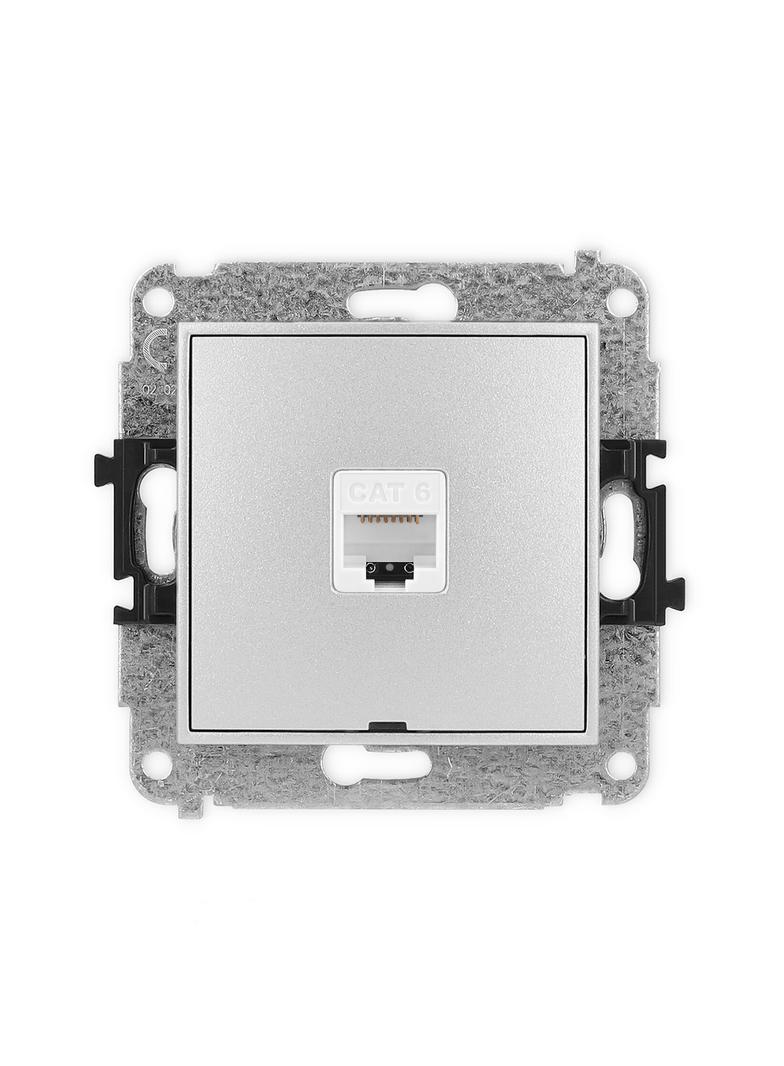 ICON Mechanizm gniazda komputerowego pojedynczego 1xRJ45, kat. 6, 8-stykowy, bez pola opisowego sreb