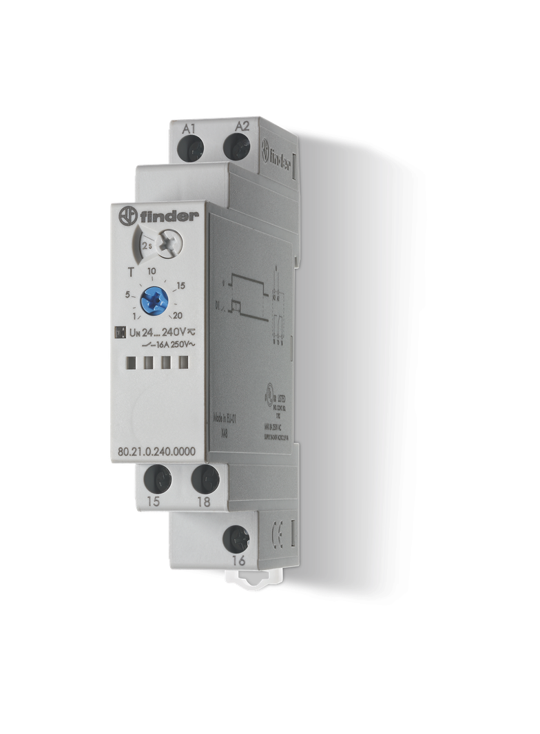 Przekaźnik czasowy modułowy serii 80: 1P 16A 24…240V AC/DC 80.21.0.240.0000 /5szt./ FINDER