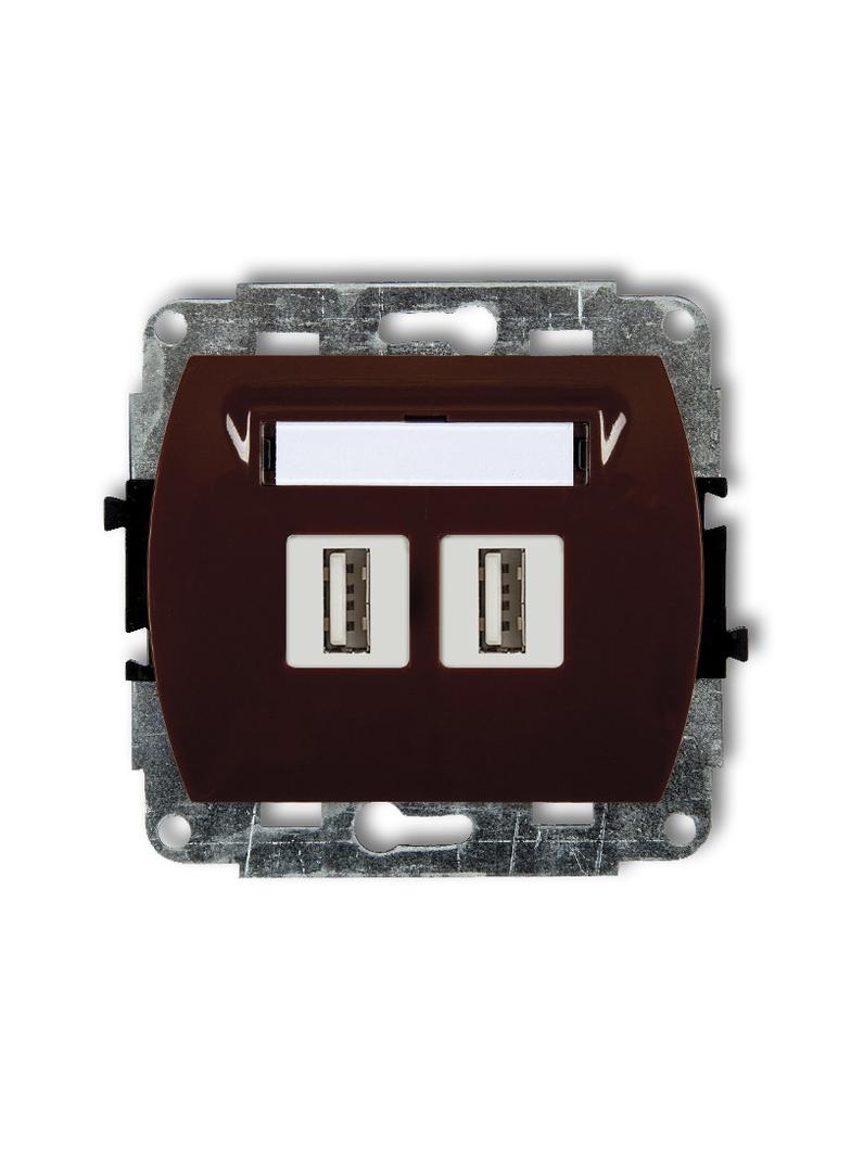 TREND Gniazdo podwójne 2xUSB A-A 2.0 brązowy 4GUSB-2 KARLIK