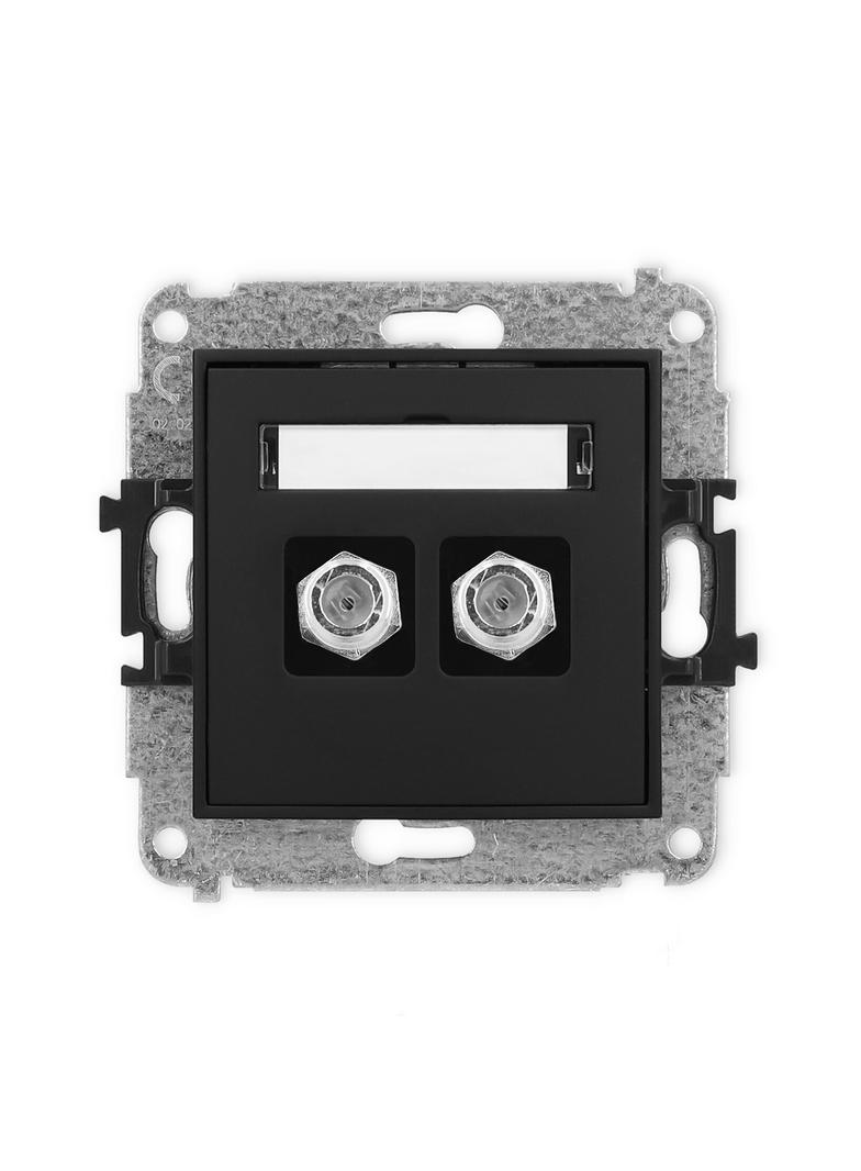 ICON Mechanizm gniazda antenowego podwójnego typu F (SAT) niklowany czarny mat