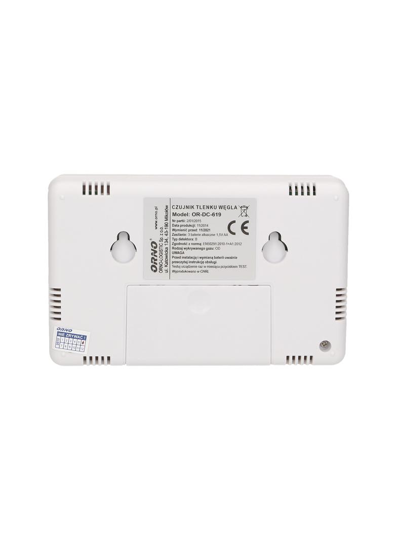Bateryjny czujnik tlenku węgla (czadu) z wyświetlaczem prostokątny 3xAA OR-DC-619 ORNO