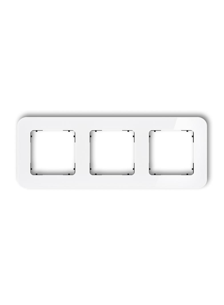 ICON Ramka uniwersalna potrójna zaokrąglona - efekt szkła (ramka: biała; spód: czarny) biały