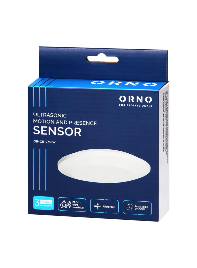 Mikrofalowy czujnik obecności 360st. IP20 2000W ultra płaski - 2,5cm OR-CR-275/W ORNO