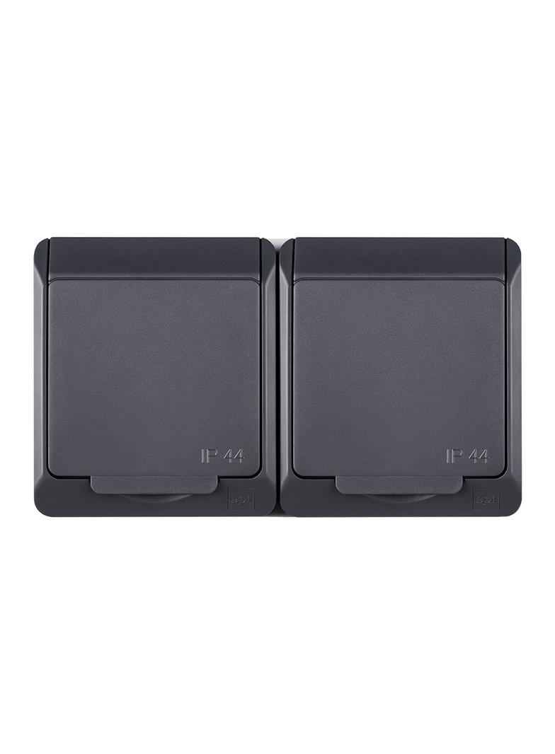 HERMES gniazdo 2x2P+Z IP 44 antracyt