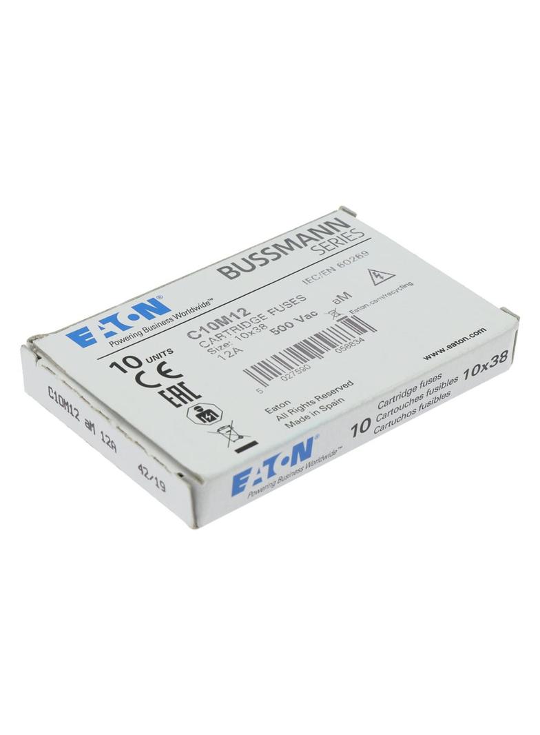 CYLINDRICAL FUSE 10 x 38 12A AM 500V AC Wkładka cylindryczna 10 x 38mm 12A AM 500V AC C10M12 EATON