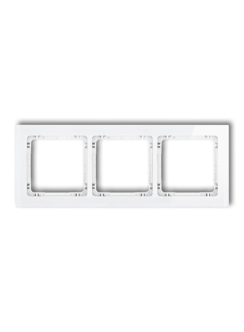 DECO Ramka uniwersalna potrójna - efekt szkła (ramka: biała; spód: biały)