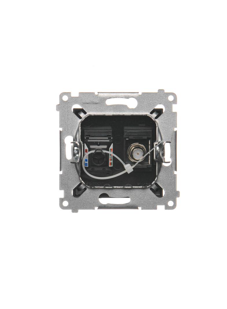 Simon 54 Gniazdo antenowe typu F + RJ45 kat.6 czarny DASFRJ45.01/49 KONTAKT