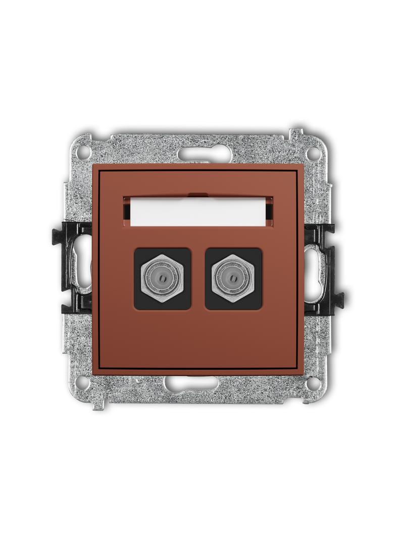 ICON Mechanizm gniazda antenowego podwójnego typu F (SAT) niklowany terakota