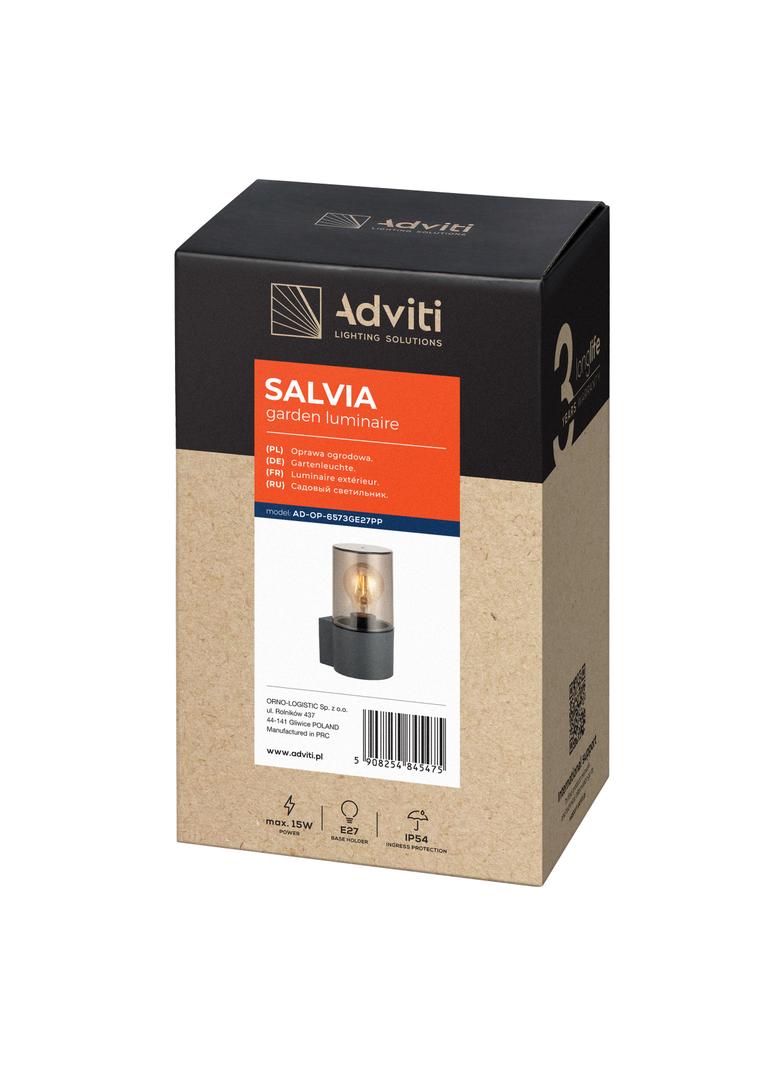SALVIA oprawa ogrodowa hermetyczna E27 max. 15W IP54 szara AD-OP-6573GE27PP ORNO