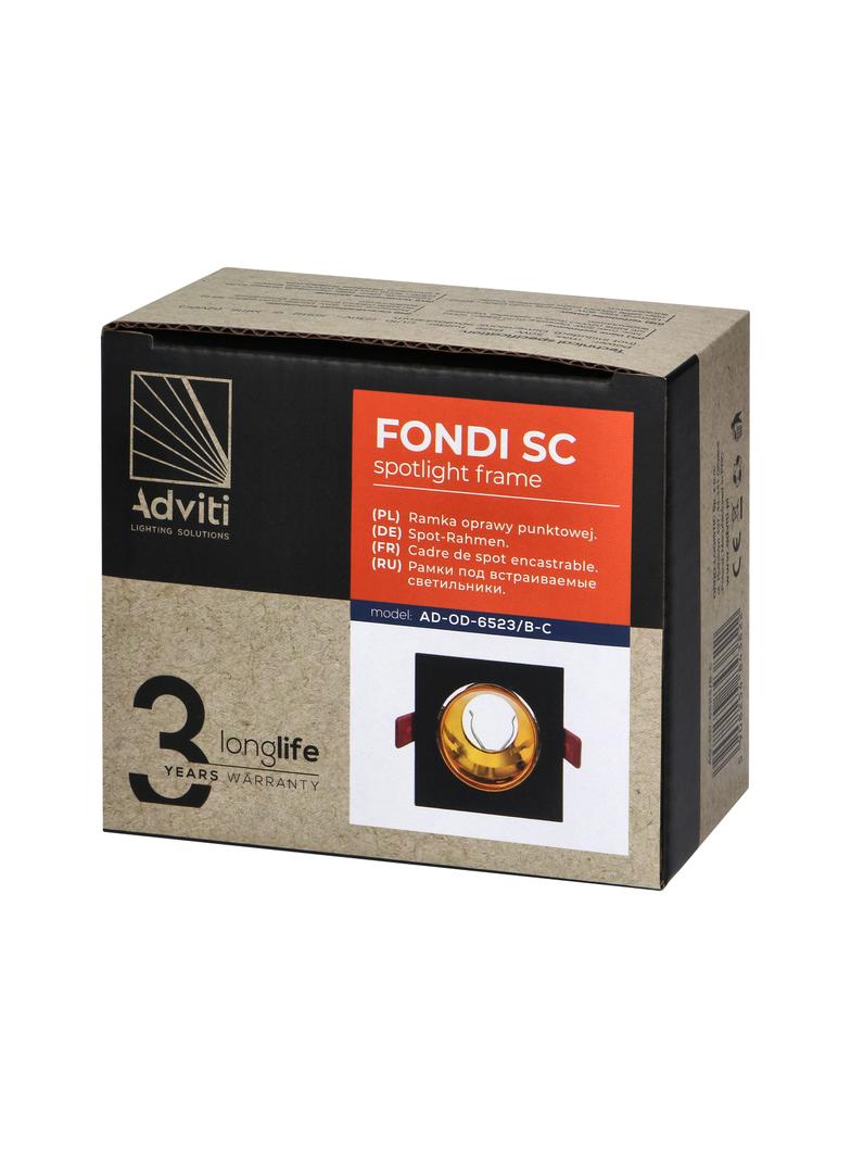 FONDI SC ramka dekoracyjna oprawy punktowej, MR16/GU10 max. 50W, kwadrat, stała, aluminiowa, czarno-