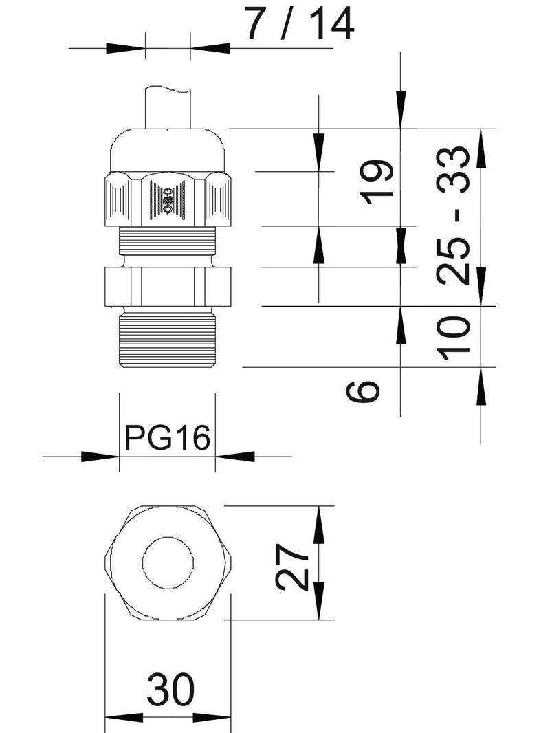 V-TEC, DŁAWIK KABLOWY PG16