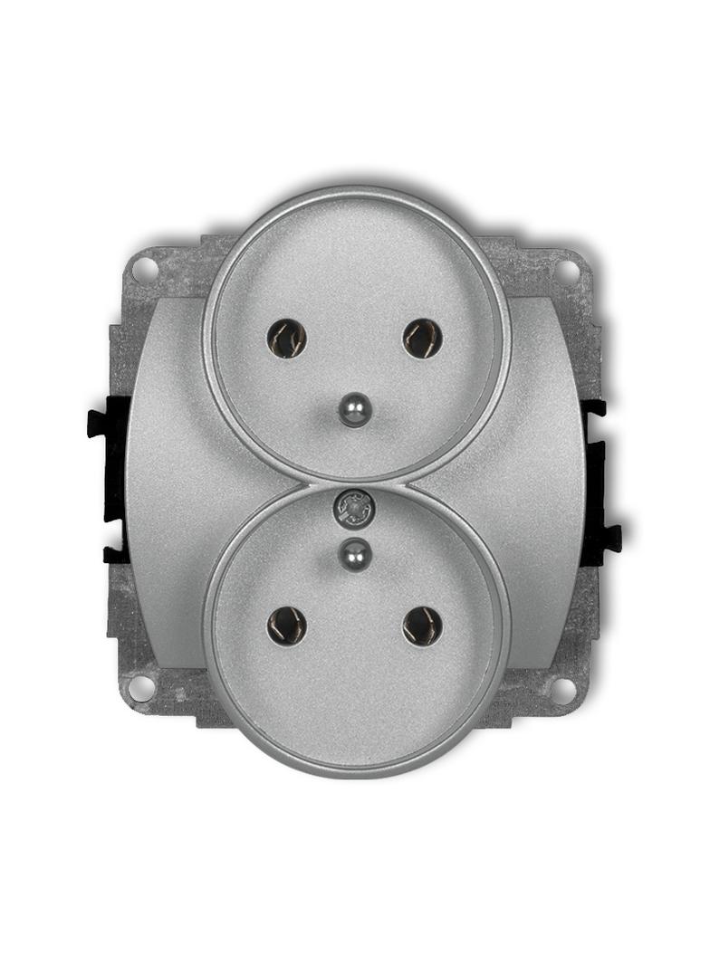 TREND Mechanizm gniazda podwójnego do ramki poziomej z uziemieniem 2x(2P+Z) (przesłony torów prądowy