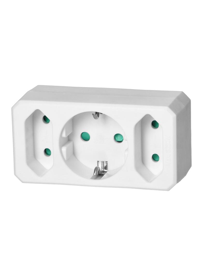 Rozgałęźnik 1x2P+Z (Schuko), 2x2P/II, biały OR-AE-13250(GS) ORNO