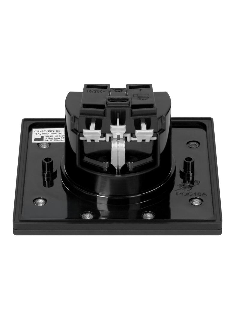Hermetyczne gniazdo elektryczne, IP44, 1x2P+Z(Schuko), czarne OR-AE-1397(GS)/B ORNO