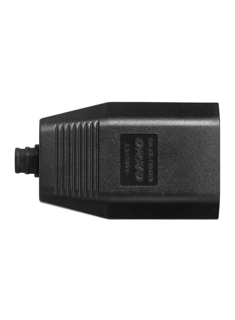 Gniazdo płaskie bez uziemienia, 2,5A, 250V, czarny poliwęglan, 1 sztuka OR-AE-13242/B ORNO
