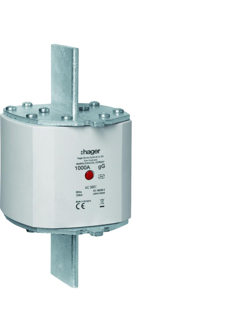 Wkładka bezp. nożowa NH4a wsk.podw. uchwyt nieiz. gG 1000A 500VAC LNH41000M HAGER