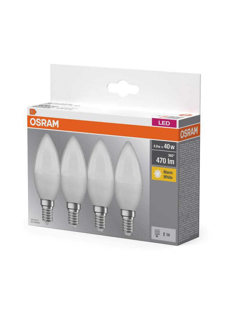 Lampa LED BASE Classicassic B40 4,9W/827 230V plastik E14 FS4 OSRAM