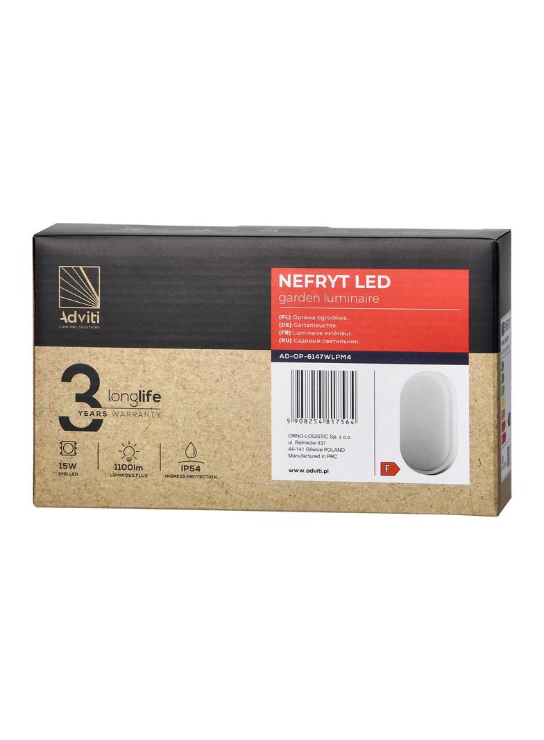 NEFRYT LED 15W, oprawa ogrodowa, 1100lm, IP54, 4000K, biała AD-OP-6147WLPM4 ORNO