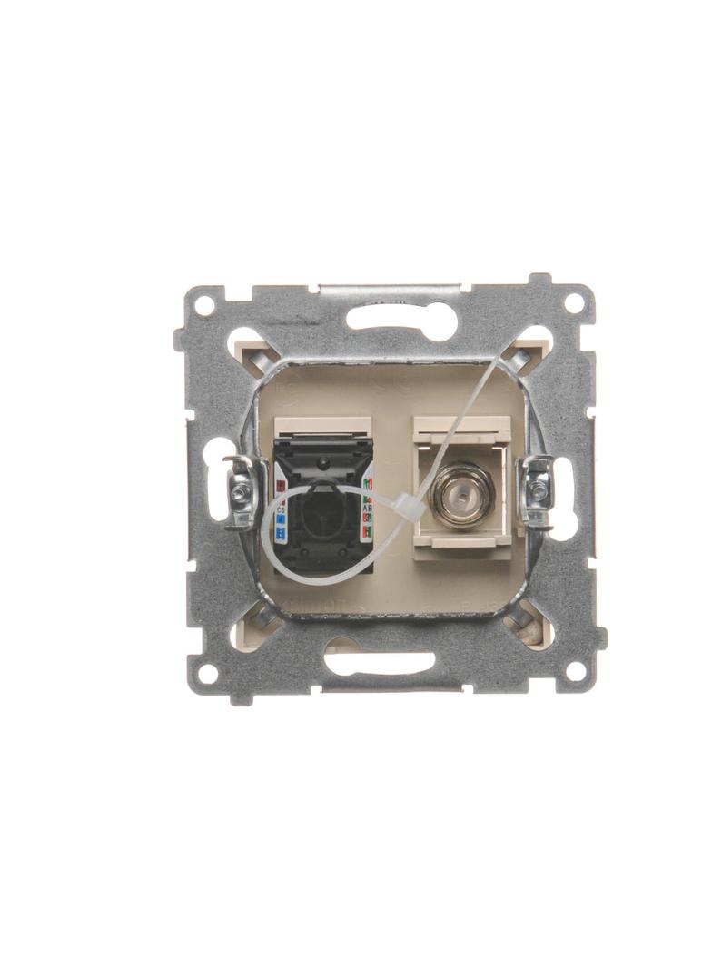 Simon 54 Gniazdo antenowe typu ''F'' + RJ45 kat.6 kremowy DASFRJ45.01/41 KONTAKT