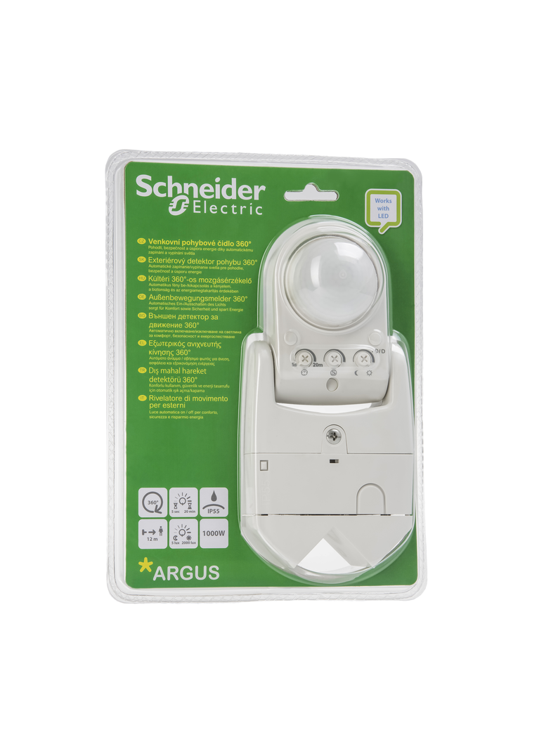 Argus czujnik ruchu Standard natynkowy 230V 10A biały zewnętrzny 360, blister