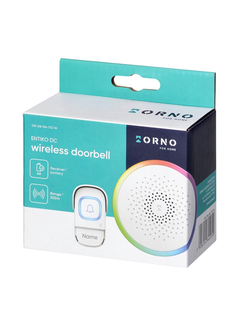 Dzwonek bezprzewodowy bateryjny ENTIKO DC learning system 60 dźwięków 300m biały ORNO