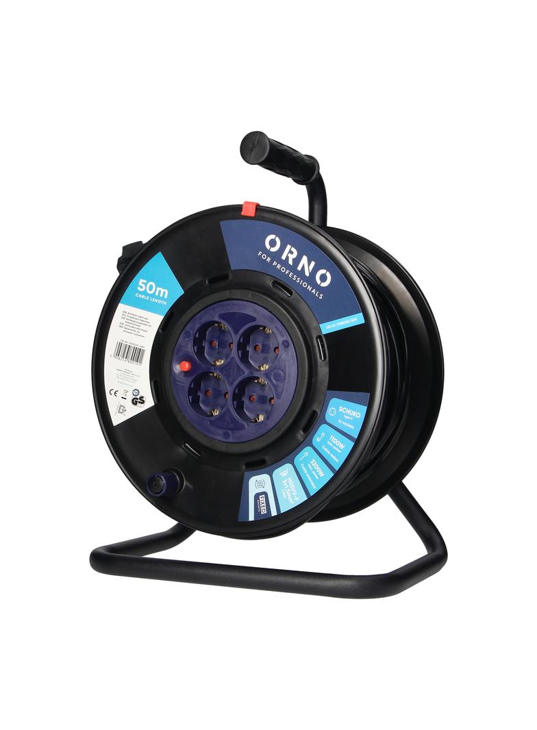 Przedłużacz bębnowy 4 gniazda (schuko) kabel PVC H05VV-F 3x1,5mm2 długość - 50m STAŁE GNIAZ OR-AE-13