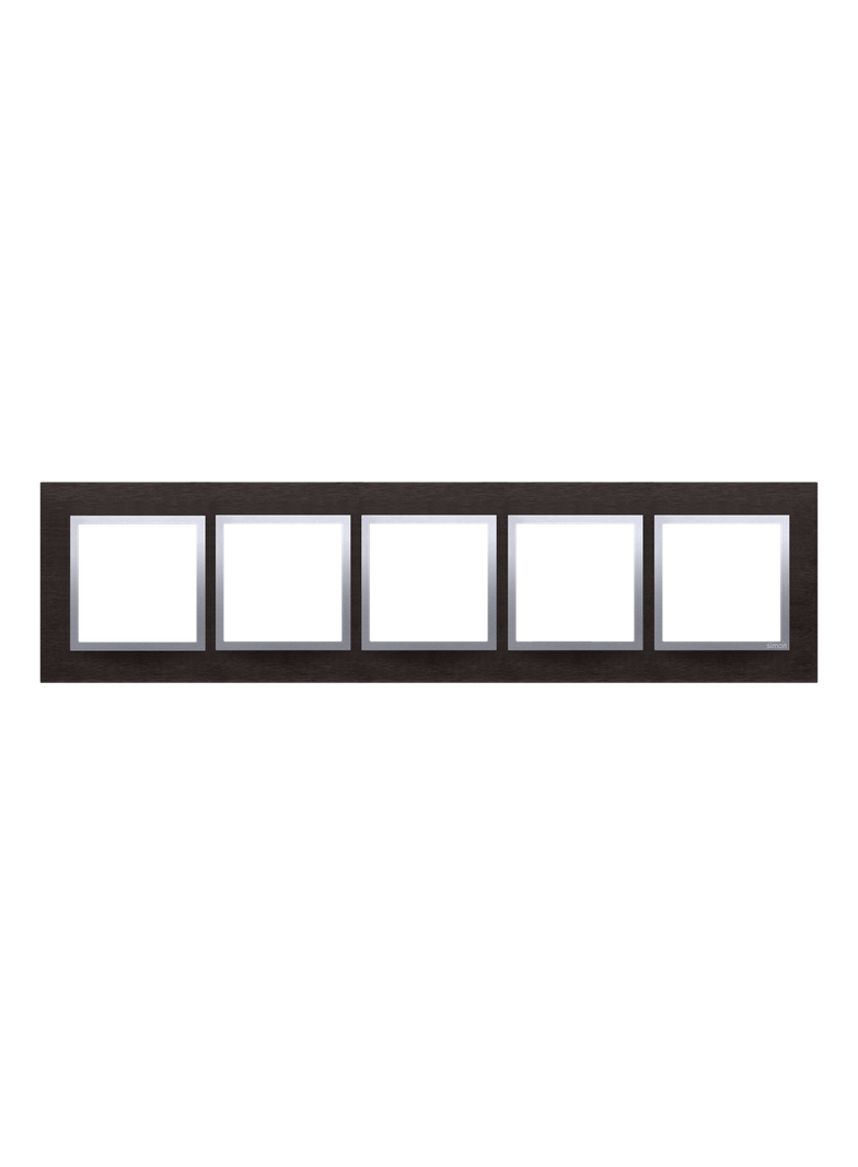 Simon 54 Nature Ramka 5-krotna Nature-Metal INOX YIN IP20/IP44* (*IP44-należy zastosować zestaw uszczelek DUN5) DRN5/78 KONTAKT