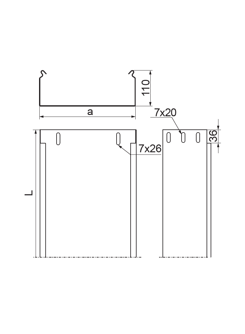 KBJ200H110/3 Korytko 1,0 mm