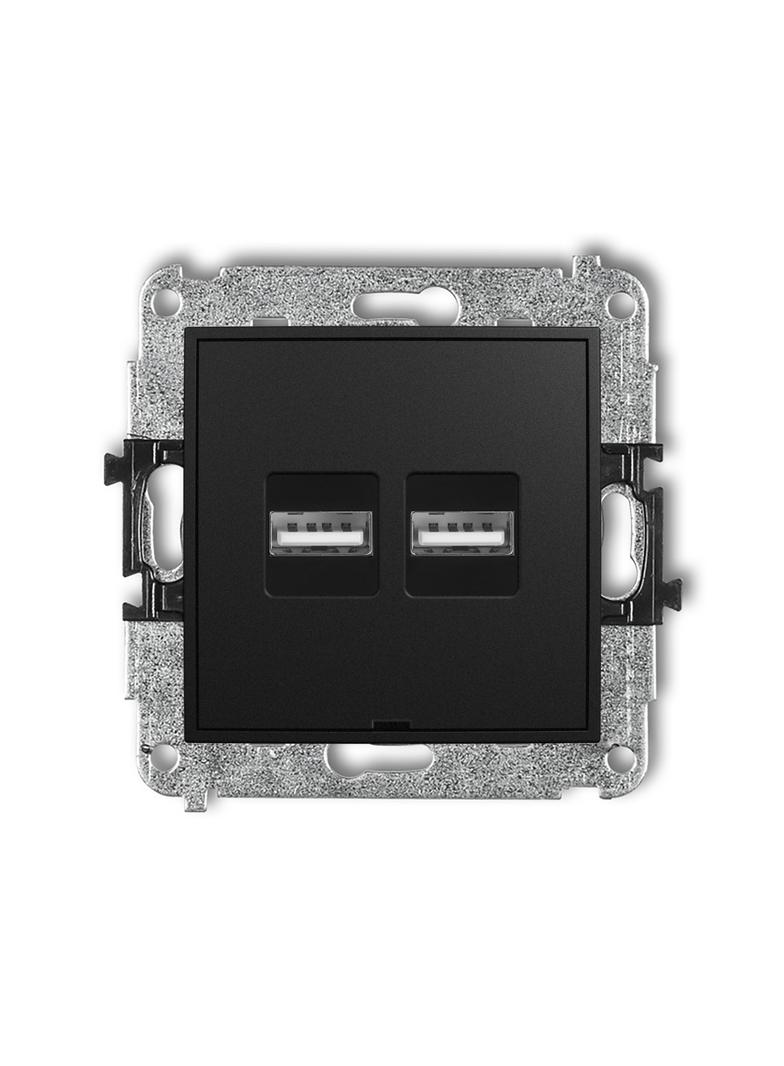 ICON Ładowarka USB podwójna 2xUSB A, 15,5W max., 5V, 3.1A, bez pola opisowego czarny mat 12ICUSBBO-6 KARLIK