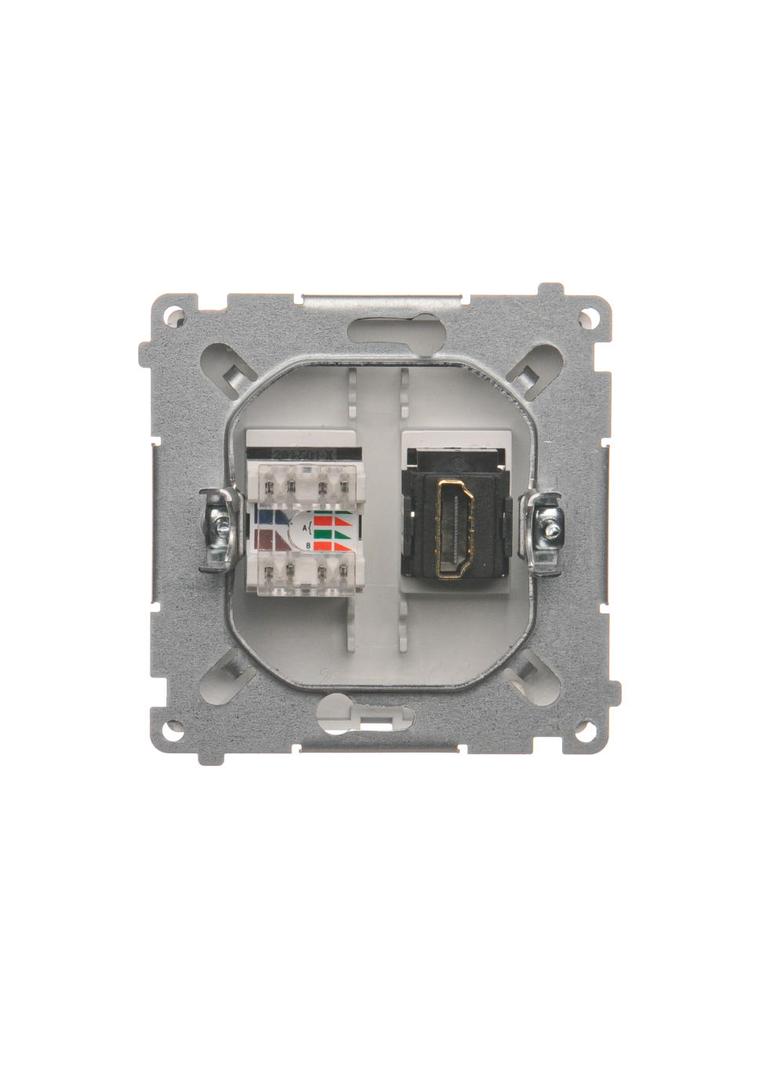 Simon Basic Gniazdo HDMI + RJ45 kat.6. srebrny mat BMGHRJ45.01/43 KONTAKT