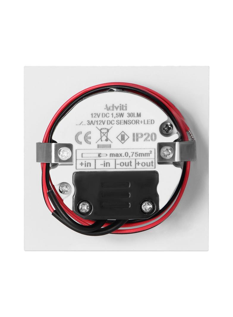 DRACO LED NEW 1,5W, oprawa schodowa podtynkowa, 12VDC, 30lm, 3000K, biała, czujnik ruchu i zmierzchu