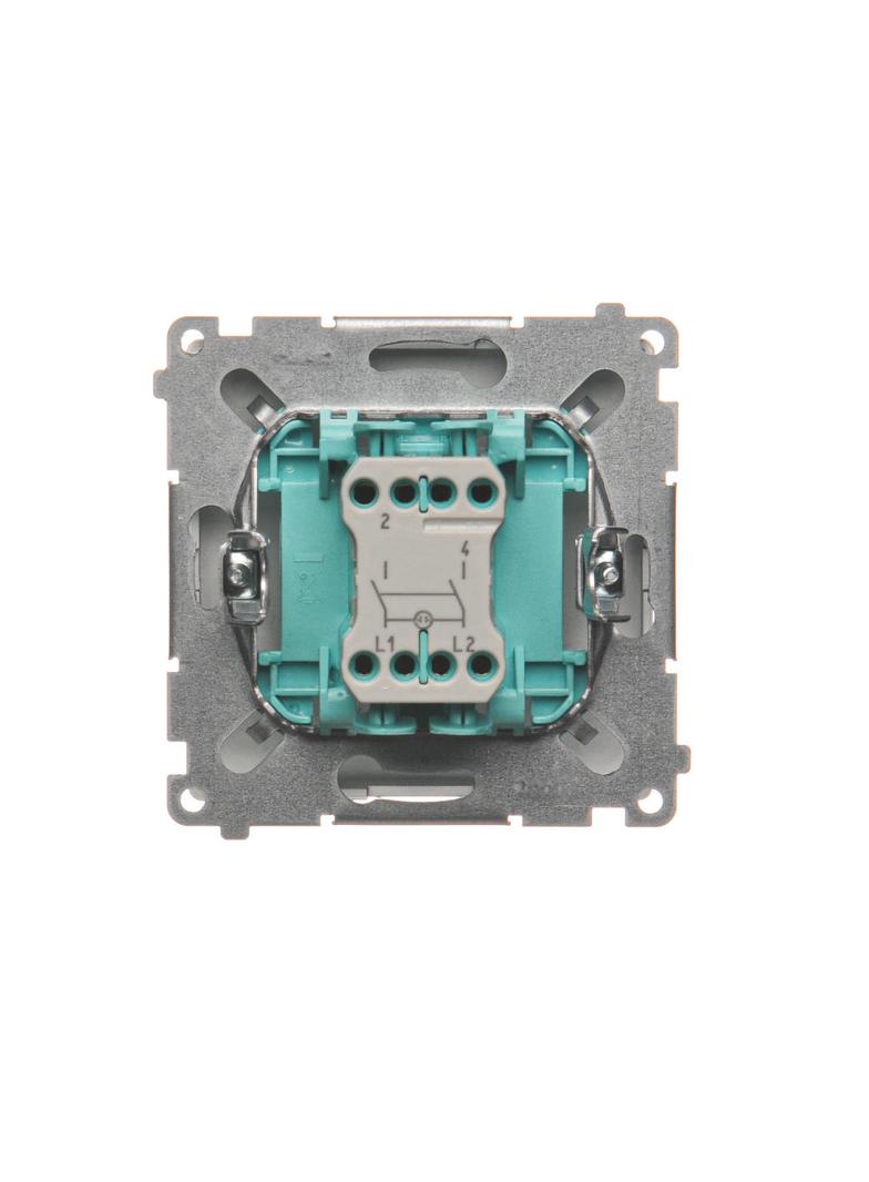 Simon Basic Łącznik dwubiegunowy z podświetleniem LED 10A 250V szybkozłączka stal inox BMW2L.01/21 KONTAKT