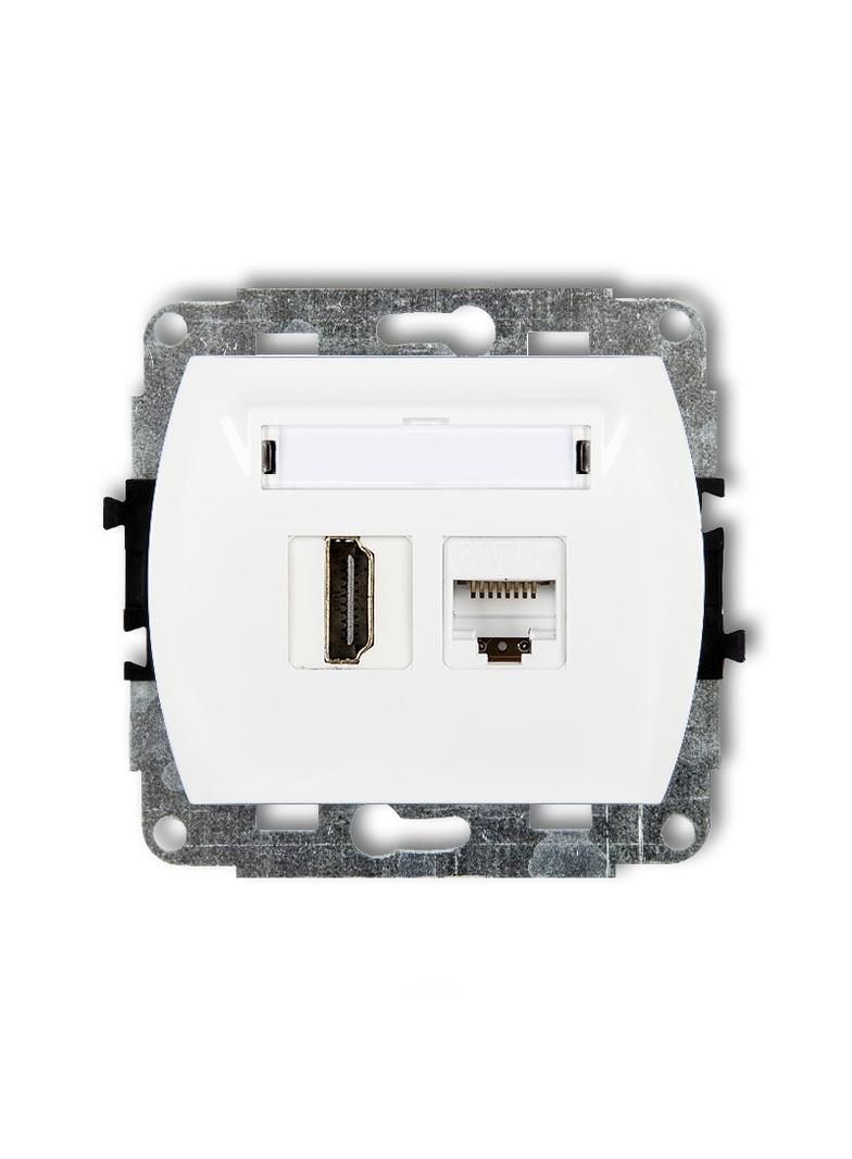 TREND Mechanizm gniazda pojedynczego HDMI 2.0 + gniazda komp. poj. 1xRJ45, kat. 5e, 8-stykowy biały
