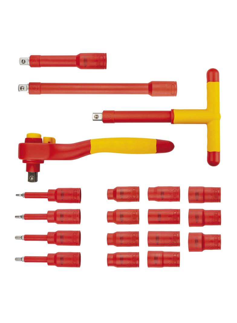 Klucze nasadowe 1000V, 19szt.