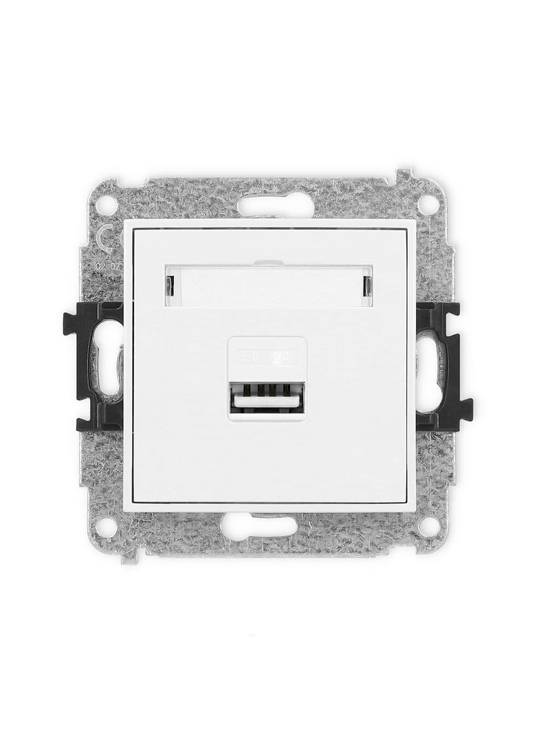 MINI Mechanizm ładowarki USB pojedynczej USB A, 10W max., 5V, 2A biały