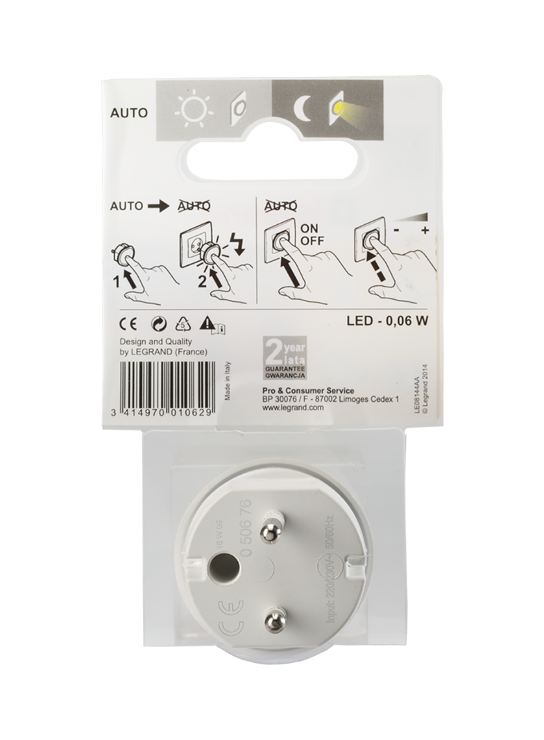 LAMPKA LED Z REGULACJĄ DO GNIAZD 2P+Z - BIAŁA, Legrand